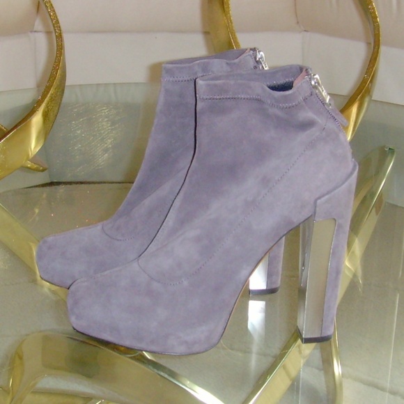 Brian Atwood Grey/Gray Suede High Heel Ankle Boots (8) - Picture 4 of 16